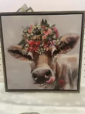 Hobby Lobby Floral Daily Cow Painting Wall Decor 20.00