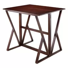 Winsome Wood High Table Rectangle Traditional Wood Harrington Walnut Drop Leaf