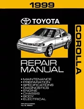 1999 Toyota Corolla Shop Service Repair Manual Book Engine Drivetrain OEM