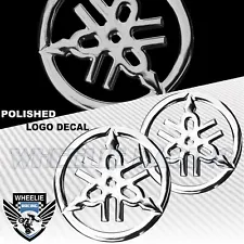 2 X 1.5"MOTO/BIKE 3D POLISH/SHINY EMBLEM DECAL LOGO FENDER STICKER YAMAHA CHROME