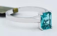 GENUINE 1.29 Cts PARAIBA TOURMALINE RING 10K WHITE GOLD -Free Appraisal Service