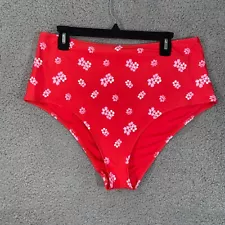 Victoria's Secret Swim Bikini Bottoms Womens XXL Red Floral High Waisted Adult