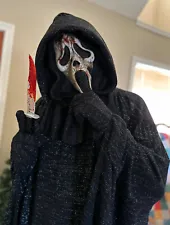 Halloween Scary Scream Ghost Masque Scary Mask w/Knife For Costume Cosplay Prop