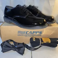 US Army High Gloss Oxford Capps Black Military Dress Shoes USA Made Size 11 Read