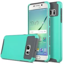 Mint Green Hard Case for Samsung Galaxy S6 Edge - Heavy Duty Hybrid Cover USA