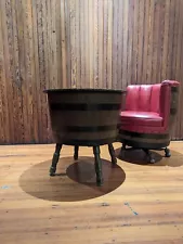 Set Of 4 Vintage Whisky Barrel Chairs And Table