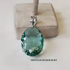 Beautiful Aquamarine Pendant 925 Silver Stylish Neck Handmade Jewelry Gifts Love