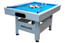 WEATHER PROOF/OUTDOOR RECTANGULAR BUMPER POOL TABLE IN SILVER ~BERNER BILLIARDS