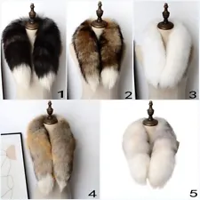 100% Real Fox Fur Genuine Scarf Collar Shawl Scarves Wrap Stole Neck Warmer Gift