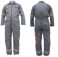 Grey Work Wear Men's Overalls Boiler Suit Coveralls Mechanics Protective FIT HUB