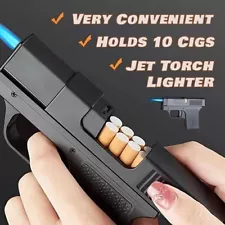 Unique Butane Cigarette LIGHTER & CASE Adjustable Jet Torch Flame Pistol Gun hot