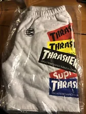 Supreme Thrasher Multi-Logo Sweat Shorts Ash Grey Mens Size (M)