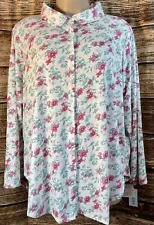 NEW NWT LuLaRoe VALENTINA White & Pink Floral Digi Long Sleeve Shirt Top 3X 3XL