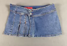 Vintage Ecko Red Denim Mini Skirt Womens 31 Blue Pleats Skort Wrap Tag 11