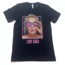 Pink Art Lady Gaga Joanne Glasses Unisex T-Shirt Adult Size Small Black