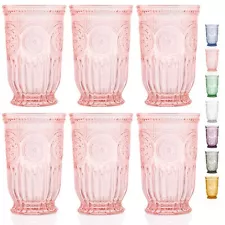 Pink Highball Tumblers set of 6 vintage glassware pink drinking glasses for l...