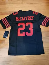 NWT youth customized jersey 49ers @23 Christian McCaffrey S-XL color black *new