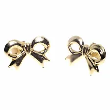 9ct gold stud earrings. Ribbon bow style. 10mm across. For women and girls alike