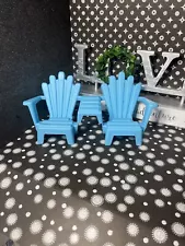 Barbie Doll House Lawn Furniture BLUE ADIRONDACK CHAIRS Unbranded New