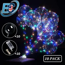 10 PCS LED Light Up BoBo Balloons Clear Helium Balloon Party Birthday Decoration