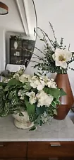 Faux White Hydrangea Magnolia Berry Greenery Plants Stems Bundle DIY Centerpiece