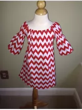 Sample Sale-NEW Girls Boutique-Red Chevron Peasant Dress-2-3T-OOAK-Christmas