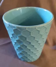 Ceramic Honeycomb Orchid Cache Pot Planter Blue Art Pottery Plant Decor