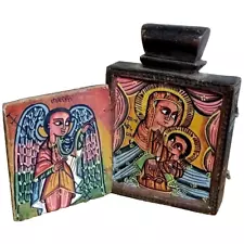 Coptic Orthodox Christian Hand Painted Double-Sided Wooden Icon Religious Art