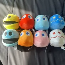 PAC Man Plush Set Of EIGHT (8) Plush Toys 5 Inch New W/ Tags