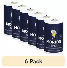 (6 pack) Morton Table Salt, All-Purpose Non-Iodized Salt for Cooking, Seasoning