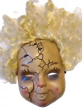 Creepy Dead Doll Mask Halloween Adult One Size Scary Blonde New