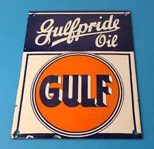 New ListingVintage Gulf Motor Oil Sign - Pride Gasoline Pump Station Porcelain Sign