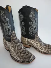 Men's New 100% Original Eastern Diamondback Rattlesnake Cowboy Boots Size 12D