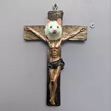 Crucifix With Taxidermy Mouse Head Handmade Presale Metallic Crucifix