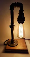 Handcrafted Retro Industrial Pipe Lamp with back board