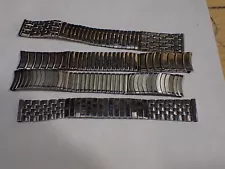 4 Different Vintage Japan 1/2 Stretch Stainless-Steel Watch Bands VG