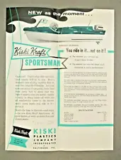 VTG 1958 Kiski Kraft Sportsman Fiberglass Boat Brochure Advertising Sales Sheet