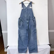 Y2K Faded Glory Carpenter Overalls 40x28.5 Loose Baggy Denim L Vtg Stone Blue