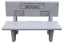 Headstone cemetery bench - park style - large - granite - engraving available