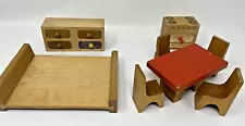 Creative Playthings Wooden Furniture Finland For Doll House Kitchen Bedroom Vtg