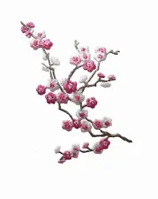 #5036 Quince Sakura Cherry Flower Embroidery Iron On Applique Patch -Left