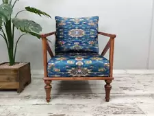 bergere chair, saloon chair, blue armchair, living room set, dining chair