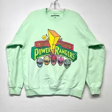 Power Rangers Sweatshirt Men's S/M Mint Green Mighty Morphin Cotton Fleece Lined