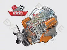 Chevrolet 427 Turbo Jet V8 Engine Cutaway 18 x 24" by Donn Thorson