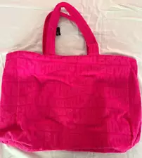 New Victoria’s Secret Hot Pink Terry Beach Tote Bag Logo Embossed NWT Towel