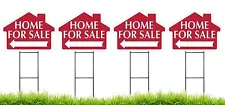 Large (18" x 24") Home For Sale House Shaped Sign Kit with Stakes - 4 Pack