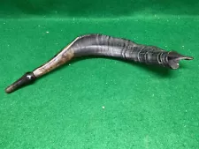 Vintage/Antique Jewish Shofar Beautifully Hand Carved Ram's Horn. Clear Sound.