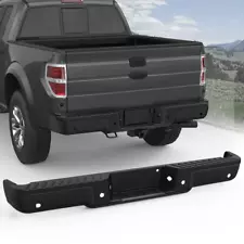 For 2009-2014 Ford F150 F-150 Black Rear Step Bumper With Sensor Holes (For: 2013 Ford F-150 Platinum)