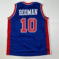 Facsimile Autographed Dennis Rodman Detroit Blue Reprint Jersey Size Men's XL