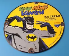 Vintage Vanilla Ice Cream Sign - Porcelain Gas Pump Batman Comic Service Sign